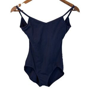 Capezio Navy Blue Ballet Leotard Tank Neckline Sweetheart Balletcore size Medium